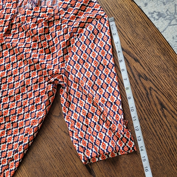 Francesca's Alna Be Geometric Split Neck 3/4 Sleeve Blouse Size Women's Small - Picture 9 of 11